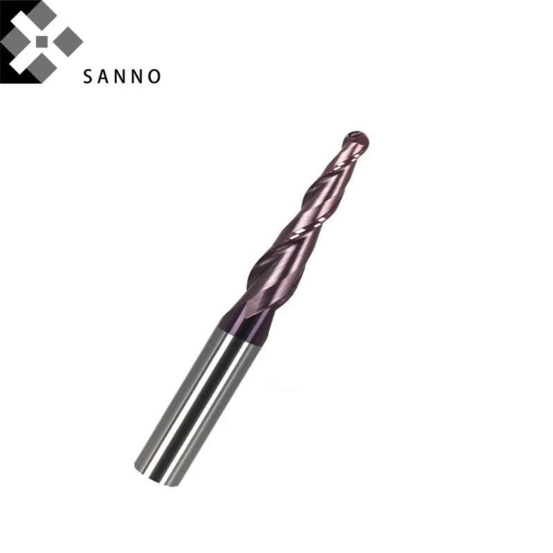 HRC60 taper end mill can be customized tapered end mills cnc tungsten steel ball nose coating milling cutter