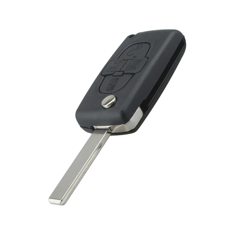 4 ปุ่ม ABS รถพับเปลี่ยนคีย์ Fob SHELL กรณีที่มี Uncut Car Flip Key สำหรับ Peugeot 1007 Citroen c8