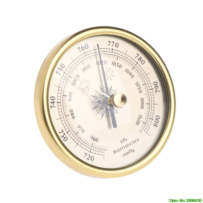 72mm Wall Hanging Barometer 1070hPa Gold Color Round Dial Air Weather Station