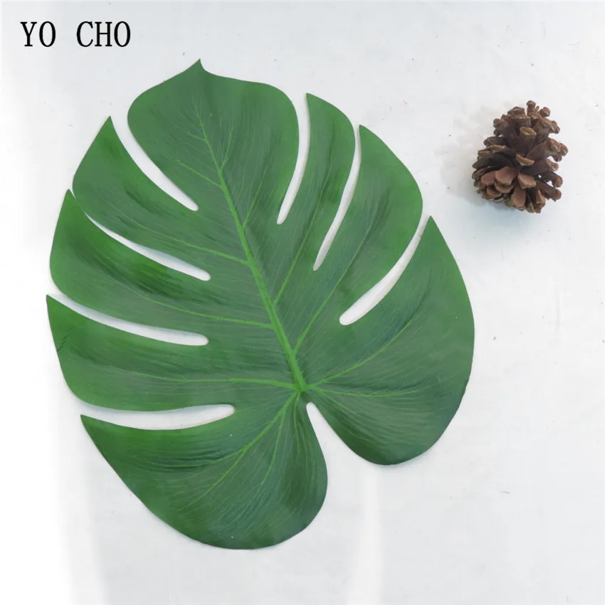 YO CHO 12pcs/lot Artificial Plants Silk Monstera Deliciosa Turtle Leaf Party Decoration DIY Home Ornament Plants Tropical Decor