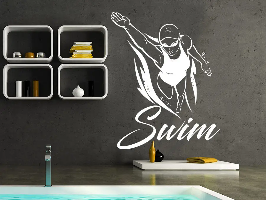 Woman Swim Sticker Swimmer Decal Swimming Posters Vinyl Wall Decals Pegatina Quadro Parede Decor Mural Swim Sticker