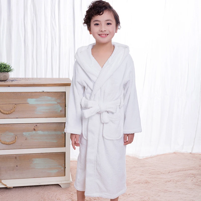 Winter Kids Bathrob 100% Cotton Boy Hooded Waffle Pink Bathrobe for Boys blue long pajamas bath robes sleepwear  Sping Autum