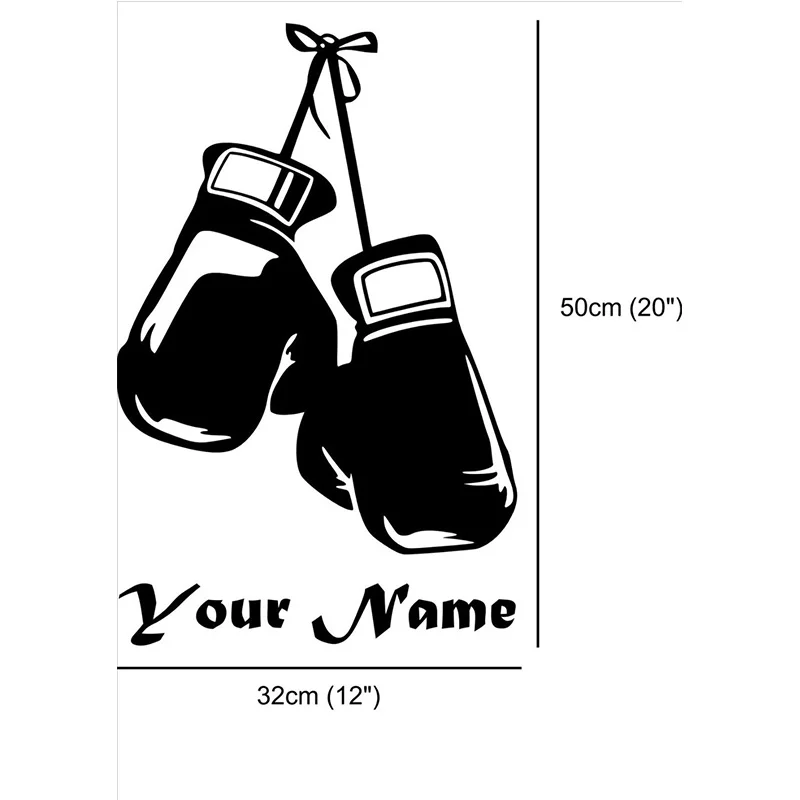 Boxing Gloves Any Name Gym Vinyl Wall Sticker Art Decal Bedroom Seating Room 32cmx50cm