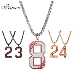 Stainless Steel 0-9 Number Baseball Pendant Necklace Charm Chain Choker For men Basketball Digital Necklace Fashion Jewelry Gift