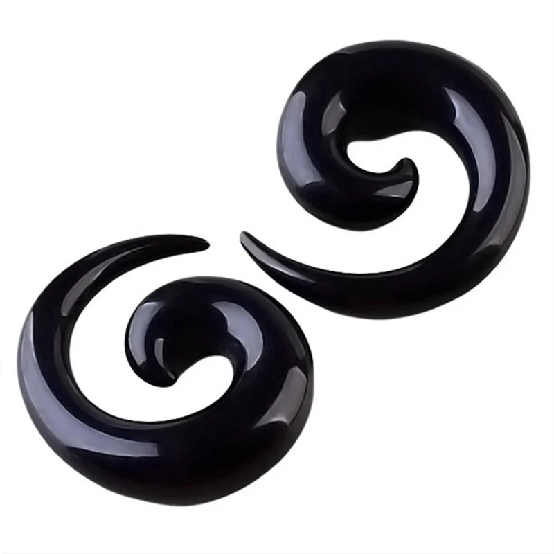 Alisouy Hot 1 PCS Body Jewelry Acrylic Spiral Taper Tunnel Ear Stretcher Plugs Expanders Pircing Jewelry Black White ear plugs