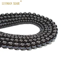 Wholesale Natural Round Stone Beads Black Hematite Iron Selectable 4/6/8/12MM For Jewelry Making DIY Bracelet Necklace 15''