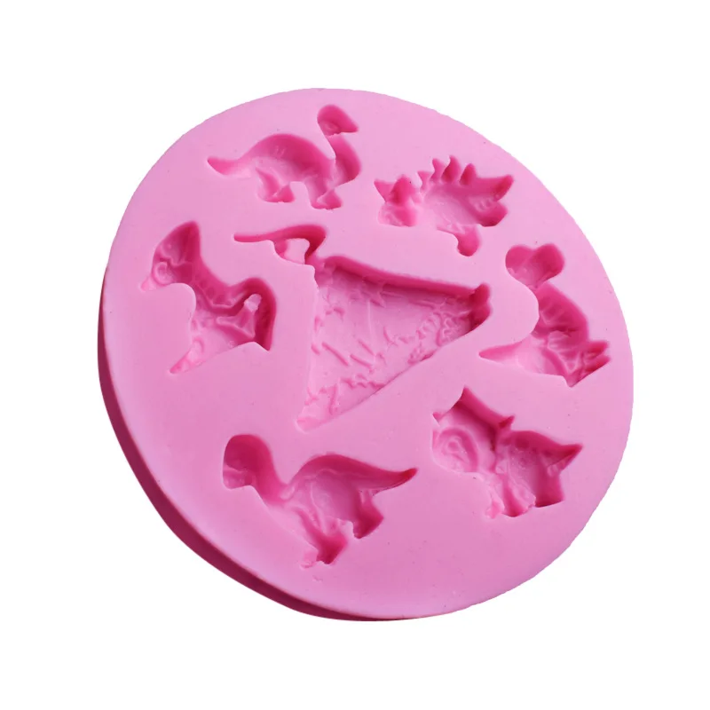 Aomily 7 Holes Multi Dinosaur Shaped Silicone Chocolate Cookies Cake Mold Silicone Soap Candy Fondant Chocolate Kitchen Mould