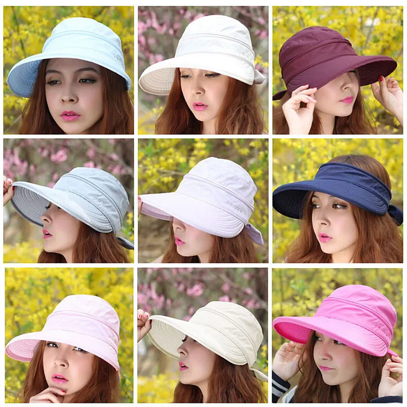 

2019 New Summer Fashion Korean Style Bowknot Big Visor Cap Color Matching Beach Sun Hat for Women Chapeau Femme Ete