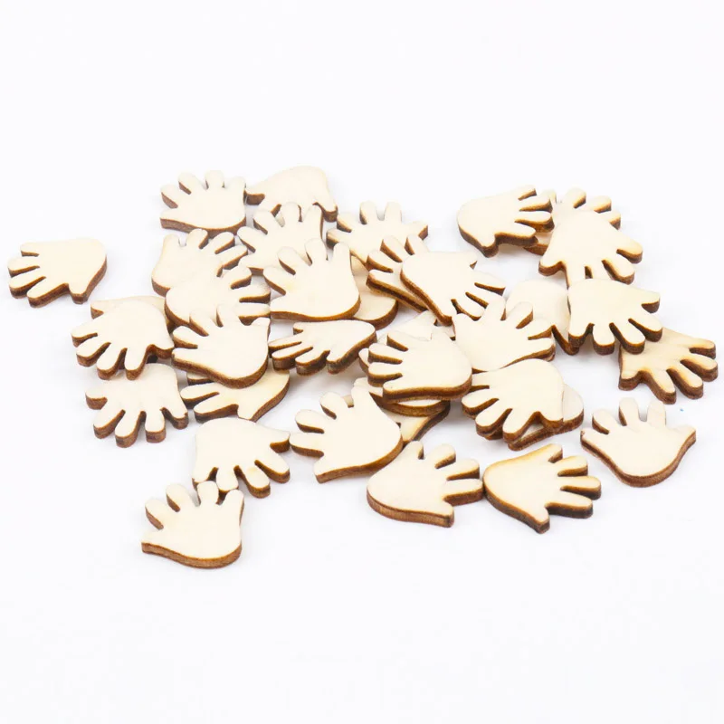 New hand Pattern Natural Wooden Scrapbooking Craft Round Random for Home Decoration 20x20mm 30pcs MT0994