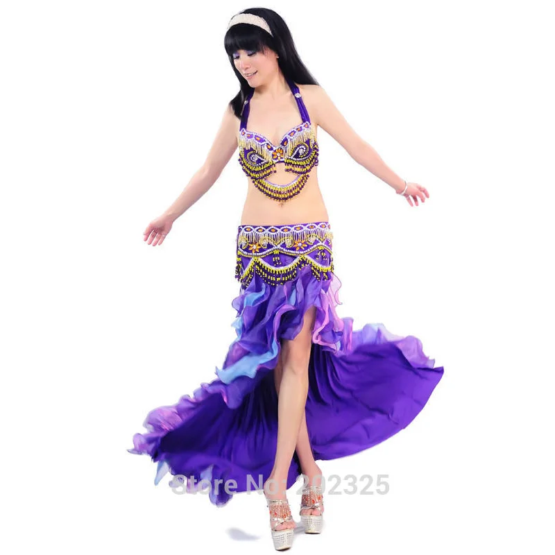 Tribal Gypsy Costume Women dance costume belly dancing outfit sexy dance clothes performance wear Bra belt maxi skirt 3pcs set