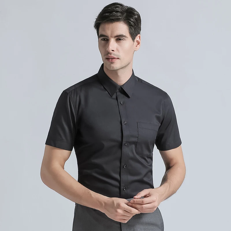 2022 Brand New Arrivals Men's Regular Fit Shirt Cotton Blend Long Sleeves Men Formal Business Shirts Classic Solid Color Shirt