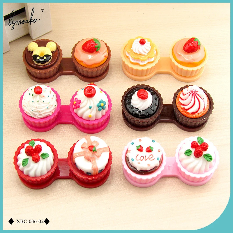 

Lymouko Gift of Cartoon Cute Cream Cake Glasses Double Contact Lenses Box Contact Lens Case for Kit Holder Container