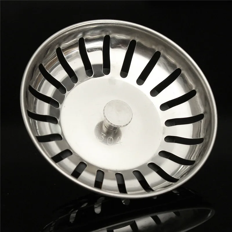 High Quality Thickened 304 Stainless Steel Sink Strainer Plug Drain Filter Basket Drainer Kitchen Sink Strainer Stopper Waste