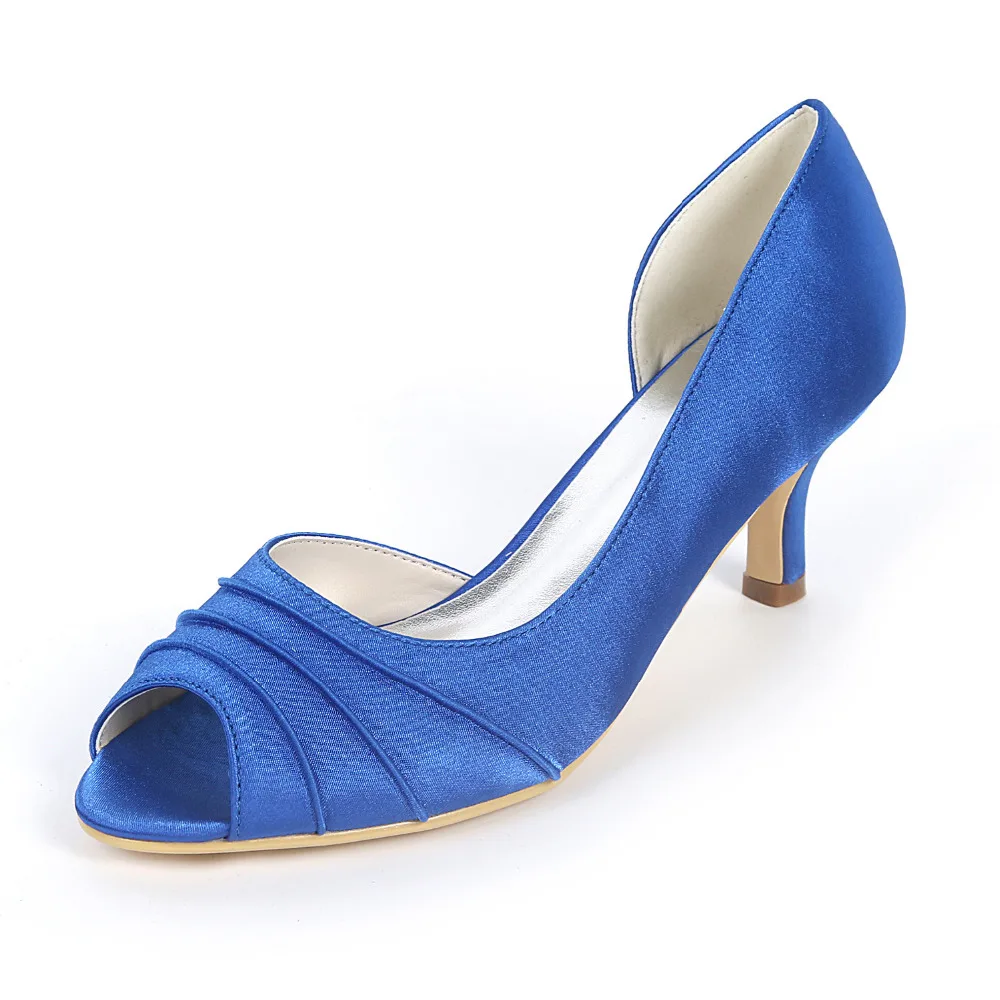 

Creativesugar D'orsay side empty pleated lady satin evening dress shoes 6cm heels bridal wedding prom party pumps open toe color