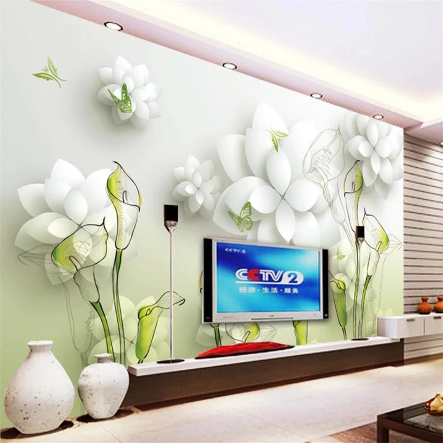 

wellyu Custom Wallpaper 3D murals Hand-painted Calla Luna Living Room Bedroom Wallpaper TV Walls papel de parede 3d wallpaper