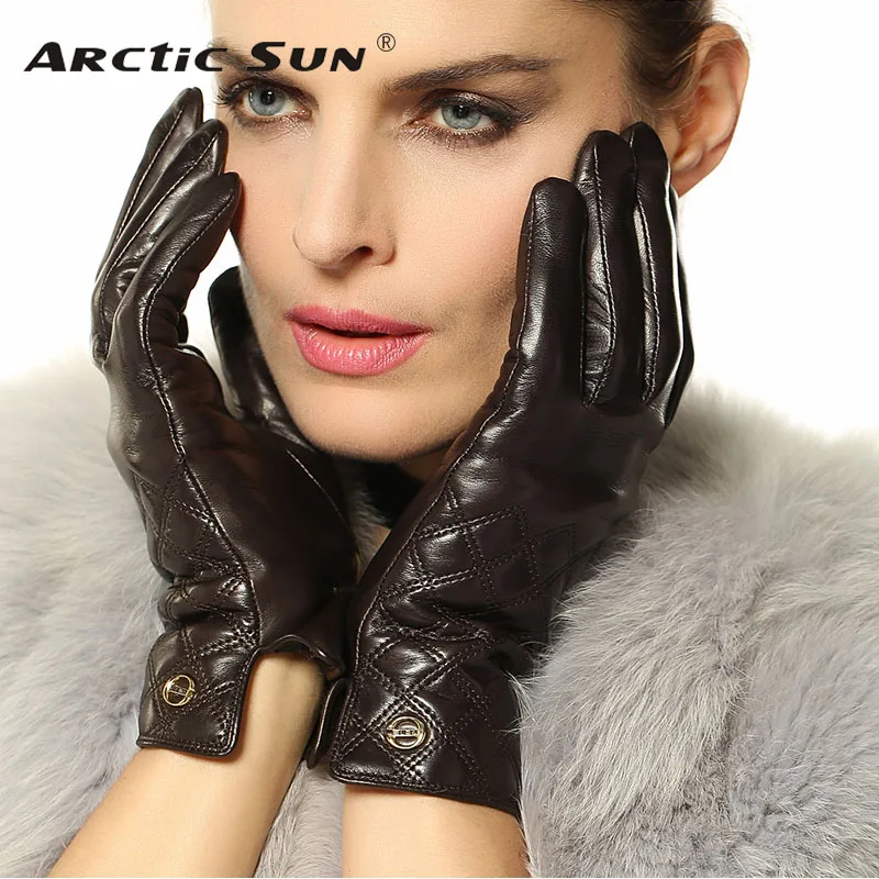 Fashion Women Touchscreen Gloves Real Genuine Leather Winter Plus Velvet Driving Glove Promotion Free Shipping EL026NQF1