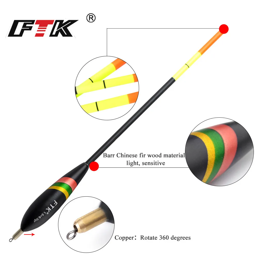 FTK Barguzinsky Fir Float 3PCS/LOT 1.5+4.0gr 1.5+5.0gr 1.5+6.0gr Bobber Vertical Buoy Mixed Size carp fishing peche accesoires