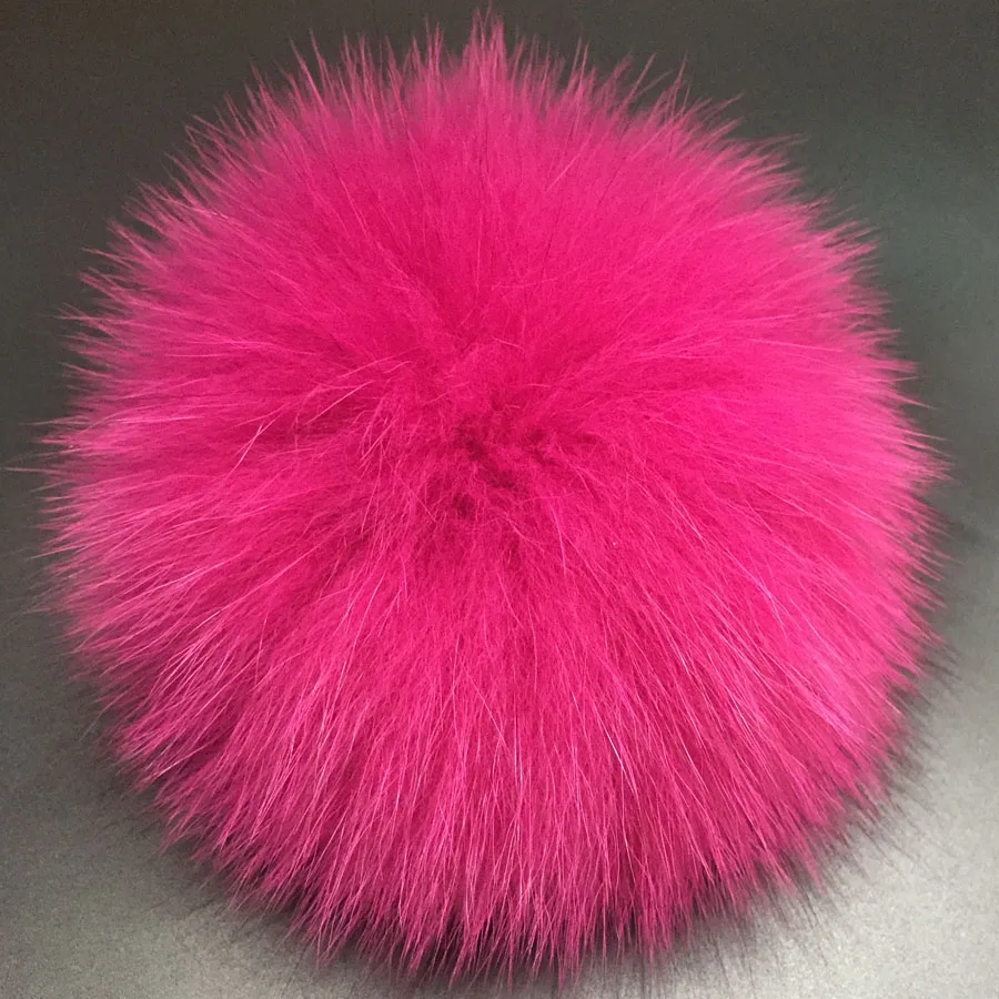Große 14–15 cm bunte weiße natürliche Waschbär-Fuchs-Pompons, luxuriöse Pelzbälle für Strickmütze, Mütze, Wintermützen, Echtpelz-Pom-Poms – Detail 16