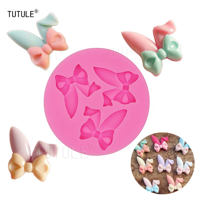 Gadgets-Fondant molds Bow-tie, dress Fondant cake mold baking chocolate cookie DIY handmade kitchen silicone Rabbit ears mold