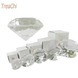 Crystal Clear Paperweight Faceted Cut Glass Giant Diamond Jewelry Decor Craft