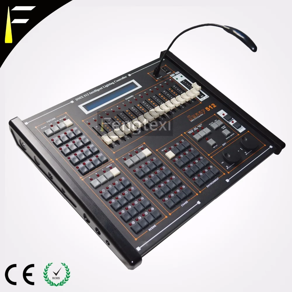 Top Sunny 512 DMX Console Operate PAN/TILT Wheel Music Lighting Controller Dimming Colorful Setting Console Device Desk