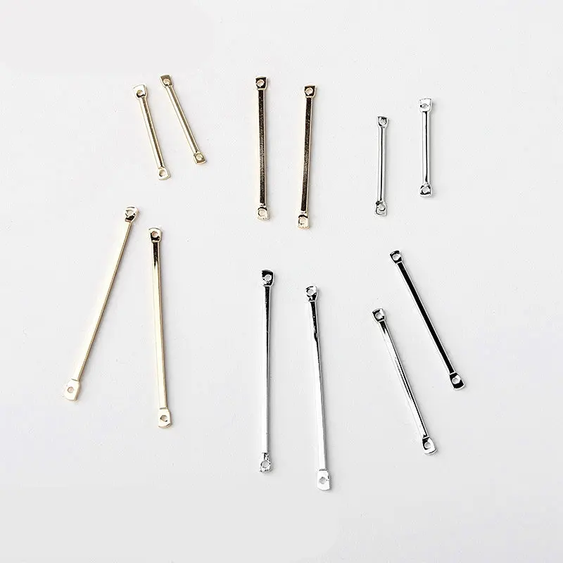 300pcs Brass Metal bar connectors with loops silver tone,mini Link, 2 Loop Thin Bar Connector Links