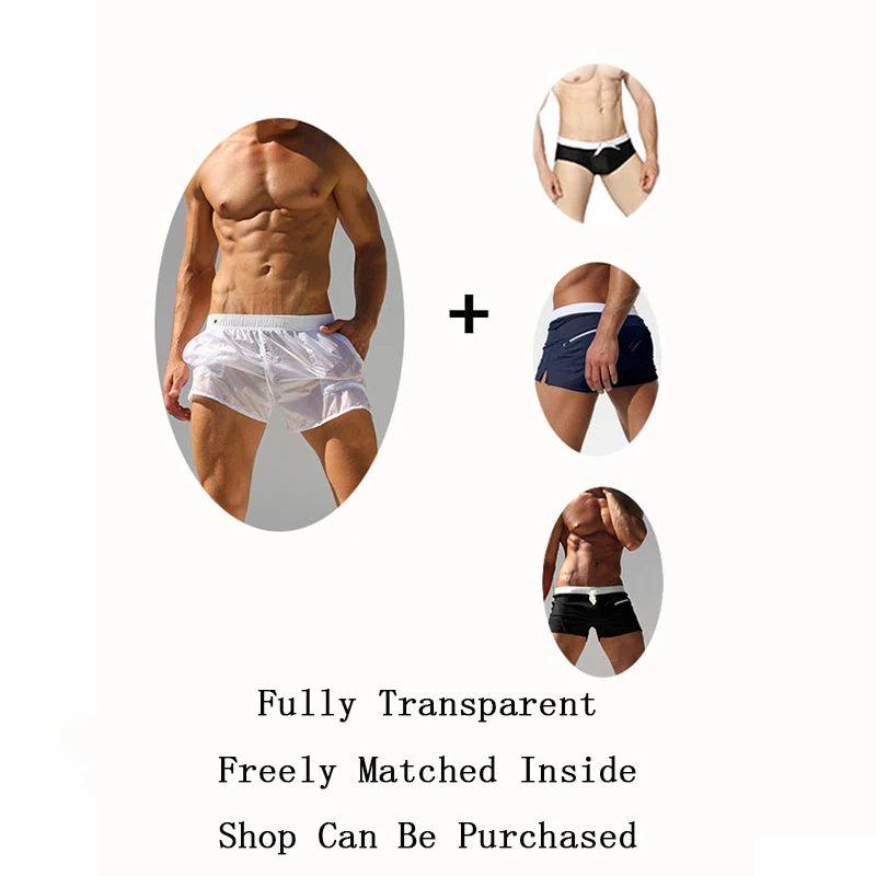 ALSOTO-pantalones cortos informales para Hombre, Bermudas totalmente transparentes, Sexy, Maillot De Bain