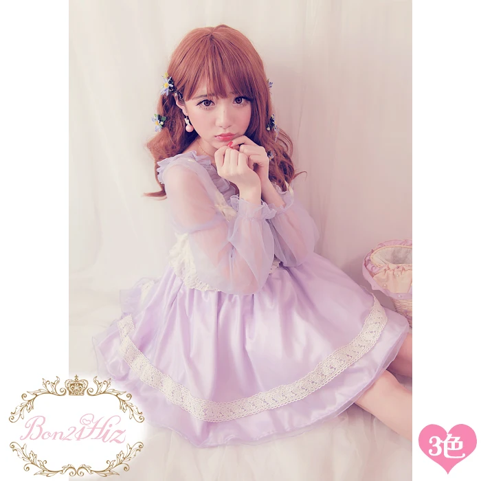 Princess sweet lolita dress Bobon21 Exclusive custom imperial palace puff sleeve bow lace Misty fairy dress D1174