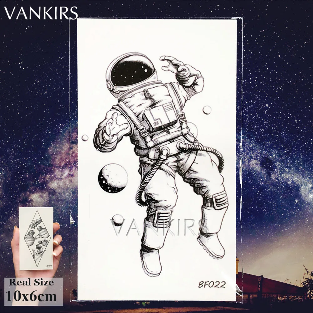 VANKIRS Fake Cartoon Spacemen Robot Earth Tattoos For Kids Children Arm DIY Stickers Waterproof Women Temporary Tattoo Custom