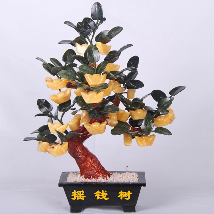 Jade pot 28 yuanbaoshu artware living room decoration rich tree moss Home Furnishing jewelry gift