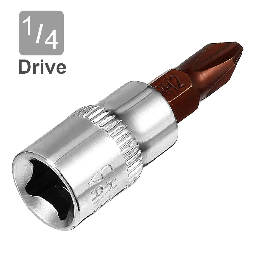 UXCELL 2Pcs 1/4-Inch Drive PH2 Philips Bit Socket S2 Steel for Superior Hardness Great Rust Resistant