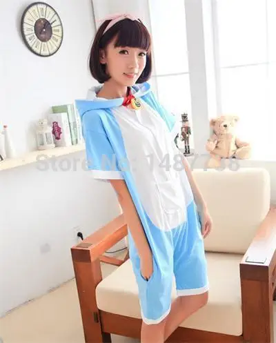 New Cotton Anime Cosplay Animal Costume Short Sleeve Unisex Cartoon Pajamas Cat Onesie For Women Men