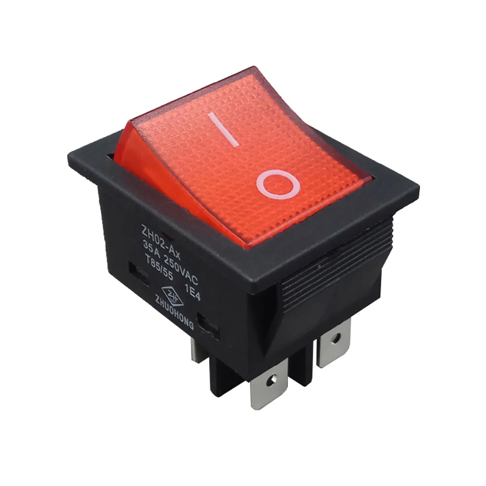 ZH02-Ax AC 250V 16/20/25/30/35/40A 4 Pins Rocker Switch With Lamp ON-OFF Push Button Switches For Welding Machine CE