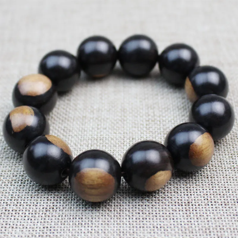 Natural ebony Tibetan Buddha Multilayer 108 Bead Black Bracelet Sandalwood Charm Bracelets Yin Yang Gossip For Men Wood Jewelry