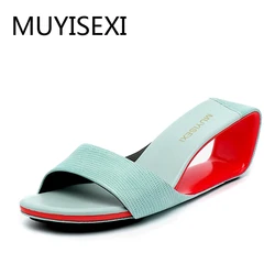 Slippers Summer Women Shoes Designer Brand Sandals Fretwork Wedge Heel Women Sandals 6cm High Heel Slippers HL148 MUYISEXI