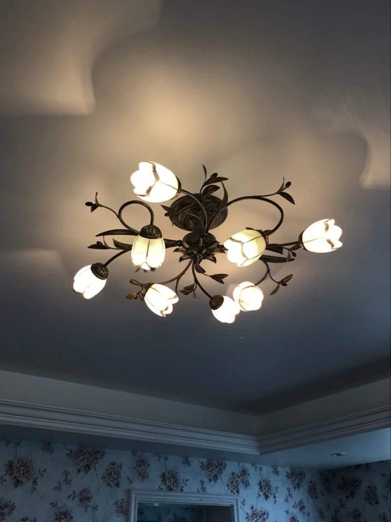 Bedroom Ceiling Light Classical Ceiling Lamps Wrought Iron Surface Mounted LED Ceiling Lights Rustic Indoor Lighting Decorate