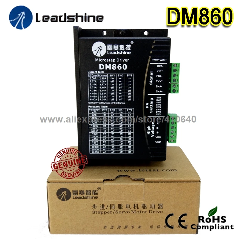 

GENUINE! Leadshine DM860 2-Phase 32-Bit DSP Digital Stepper Drive of 20 - 80 VDC Input Voltage and 2.4 - 7.2A Output Current