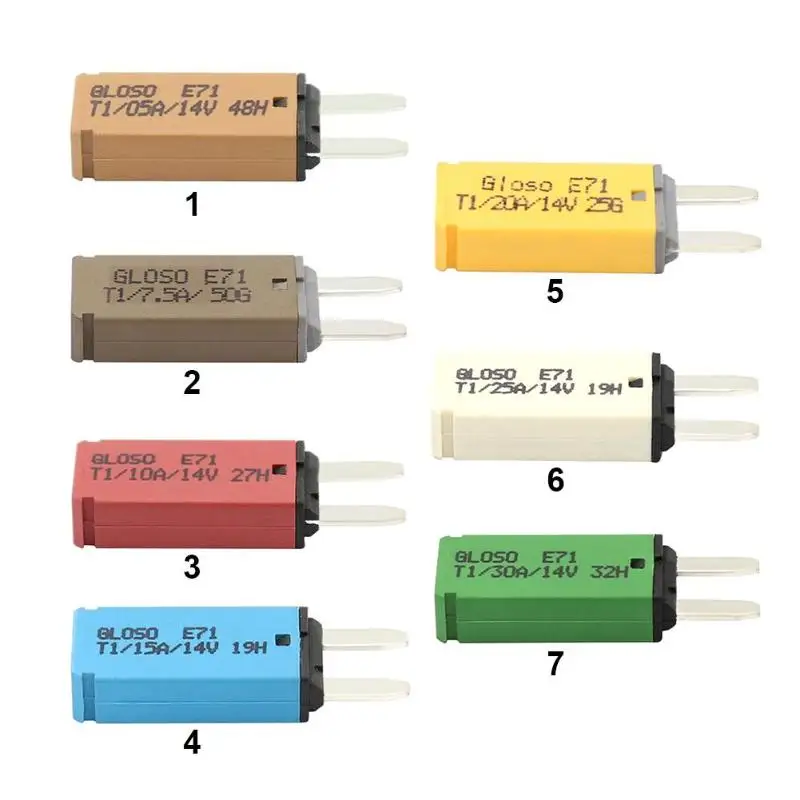 S/M Size DC 14V Auto Car Reset Mini Fuse 5A/7.5A/10A/15A/20A/25A/30A Automatic Reset ATM Circuit Breaker Blade Fuse For Auto Car