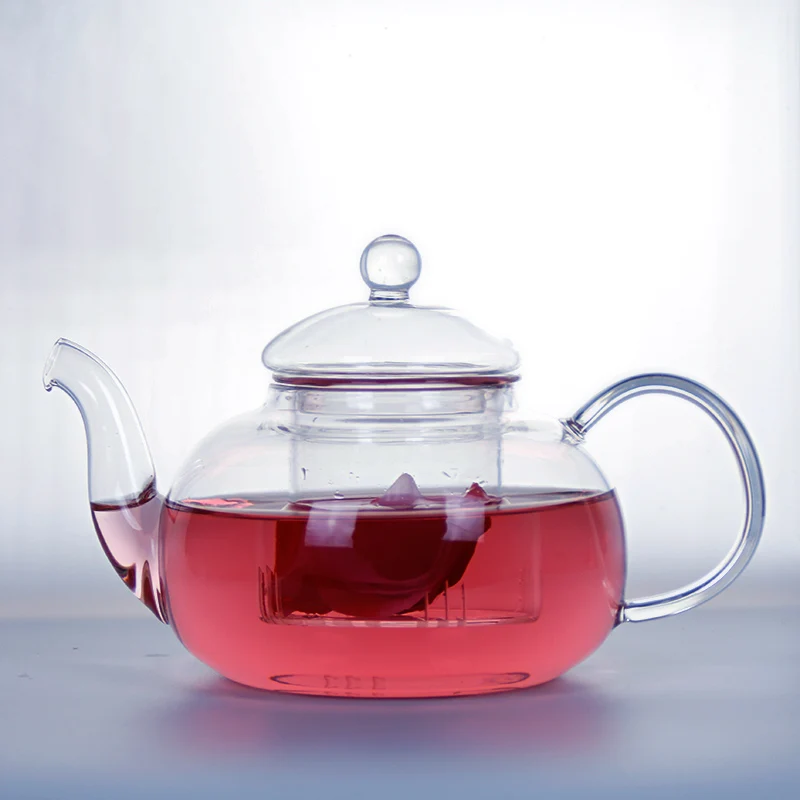 

Free shipping big size glass teapots, famous glass 1000ml with glass infuser tea pot