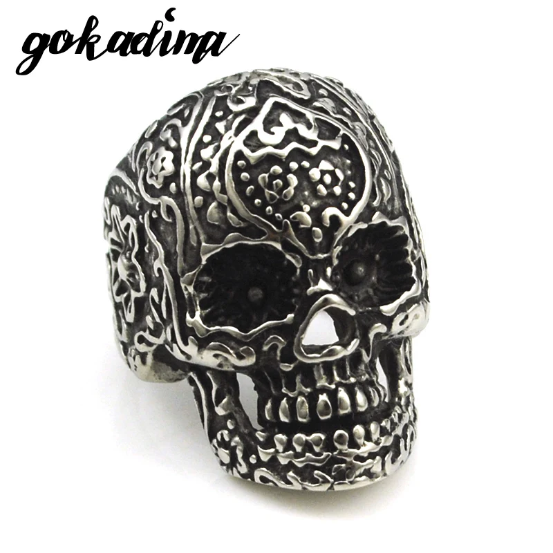 GOKADIMA Fashion Stainless Steel Rings Men Jewellery, Gothic Style Jewelry, Rock PUNK, Biker Skull Ring 2021,WR065