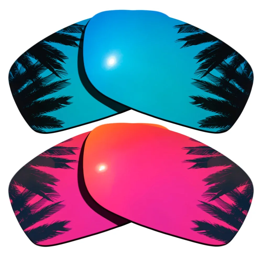 

(Ice Blue Mirror+Midnight Sun Mirrored Coating) 2-Pairs Polarized Replacement Lenses for Fives Squared 100% UVA & UVB Protection