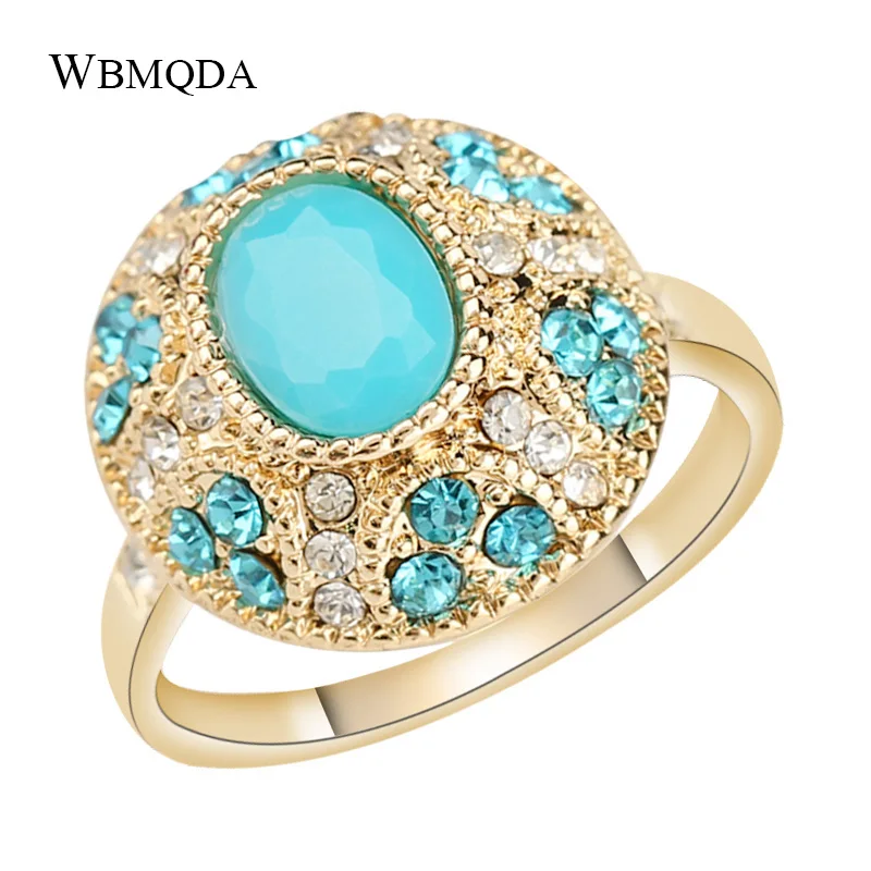 Wholesale Fashion 4 Colors Crystal Gold Wedding Rings For Women Luxury Indian Jewelry Accessories Love Gift