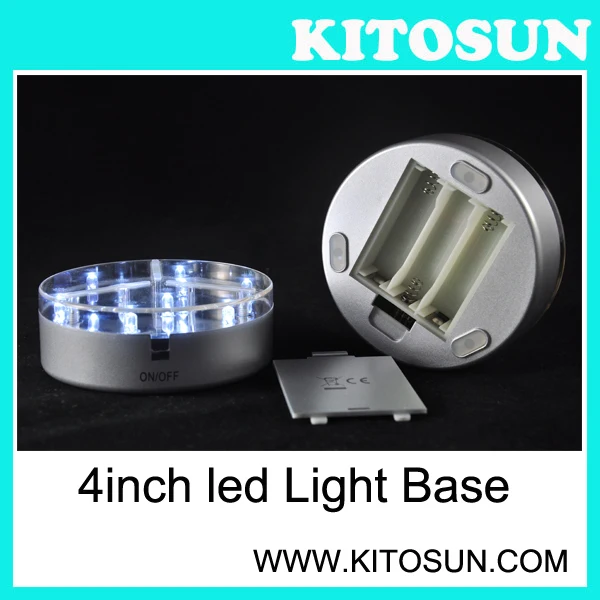 Kitosun 1pc Super Bright  white LED 4inch LED Light Base for Glass Cup Decoration Remote Controlled LED Lights for Wedding Party