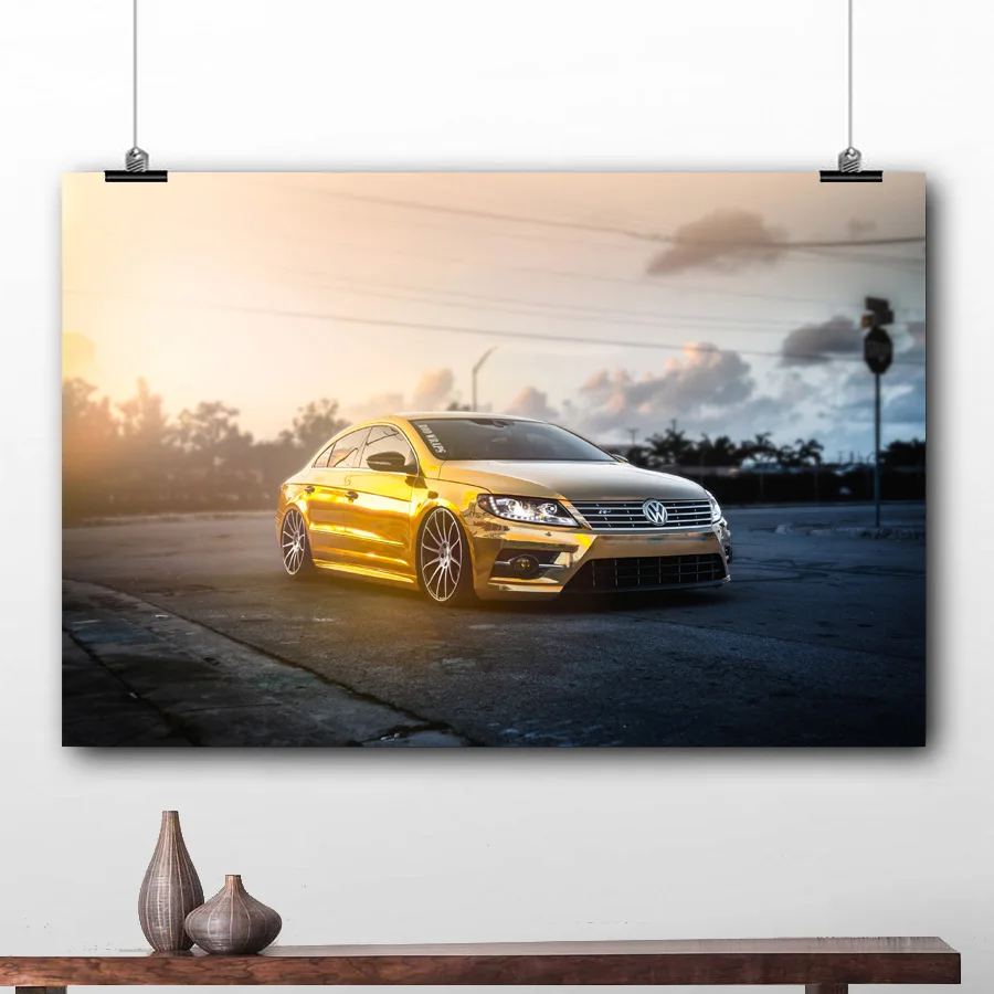 HD Printed Wall Art Vehicles Passat CC Golden mist Car Poster Canvas Painting for Room Decor