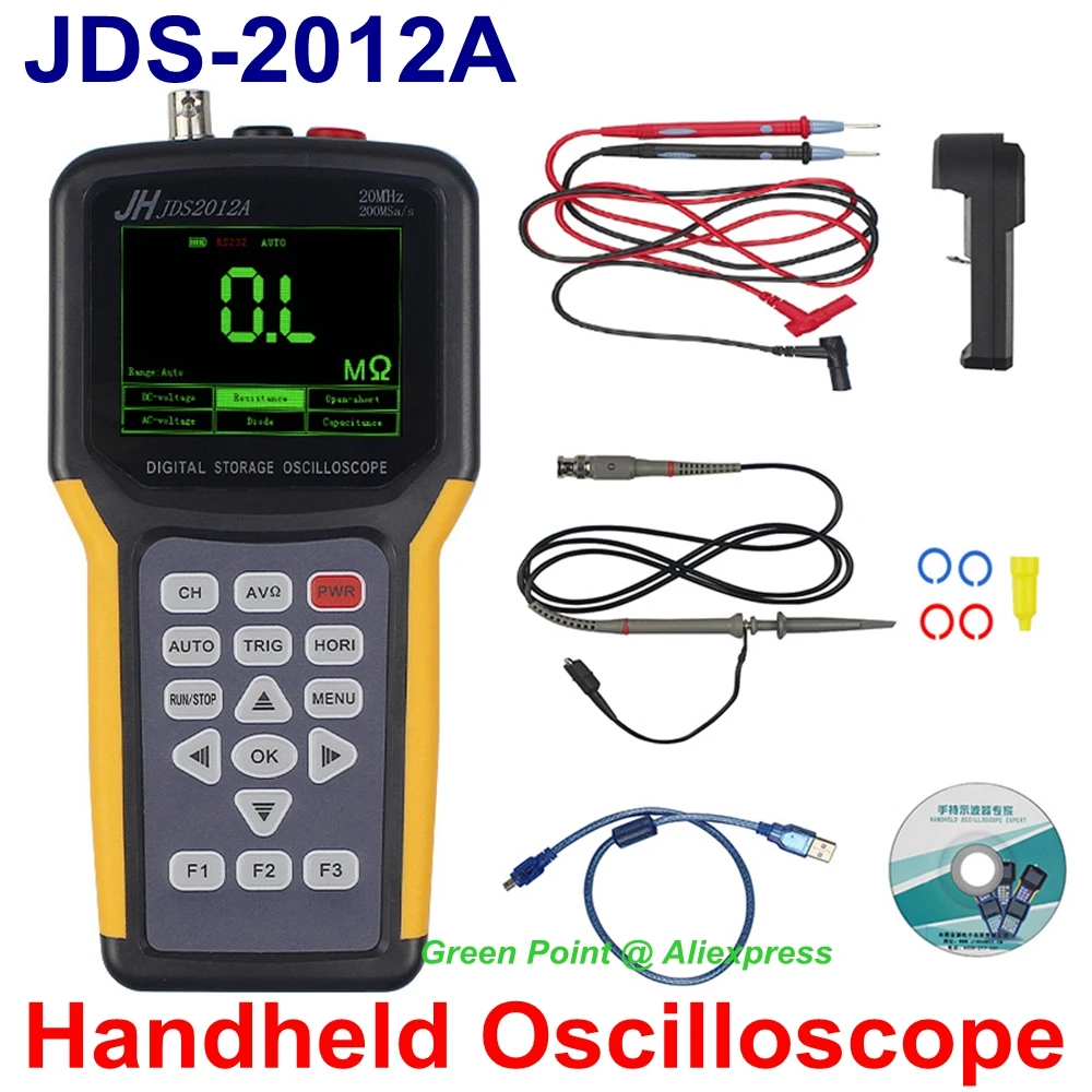 

JINHAN JDS2012A Handheld Digital Oscilloscope 200MS/s Electronics Multimeter Professional Oscilloscope Support Waveform Storage