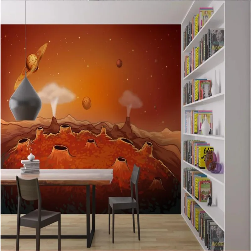 Custom wallpaper universe space planet cartoon starry sky background art decorative painting