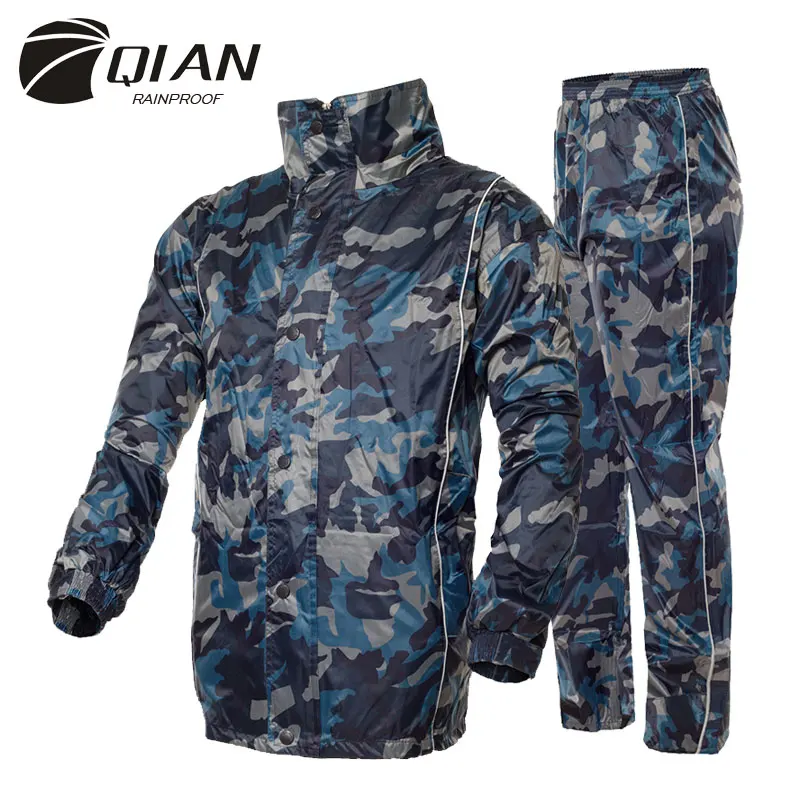 

QIAN RAINPROOF Professional Adult Outdoor Raincoat Thicker Heavy Water Gear Fashionable Sportswear Waterproof Rainsuit