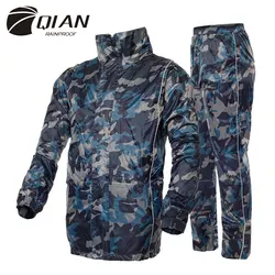 QIAN RAINPROOF Professional Adult Outdoor Raincoat Thicker Heavy Water Gear Fashionable Sportswear Waterproof Rainsuit