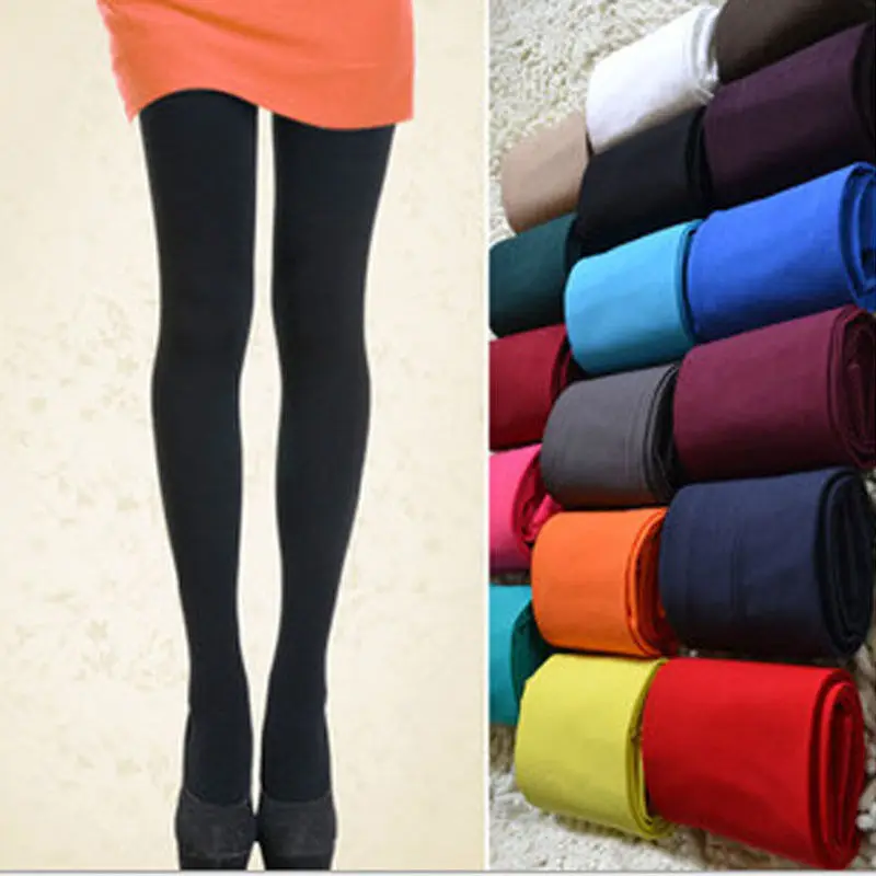 Sexy Candy Color Women 120D Opaque Footed Tights Pantyhose Thick Tights Stockings Women Fashion Tights Pantyhose Plus Size