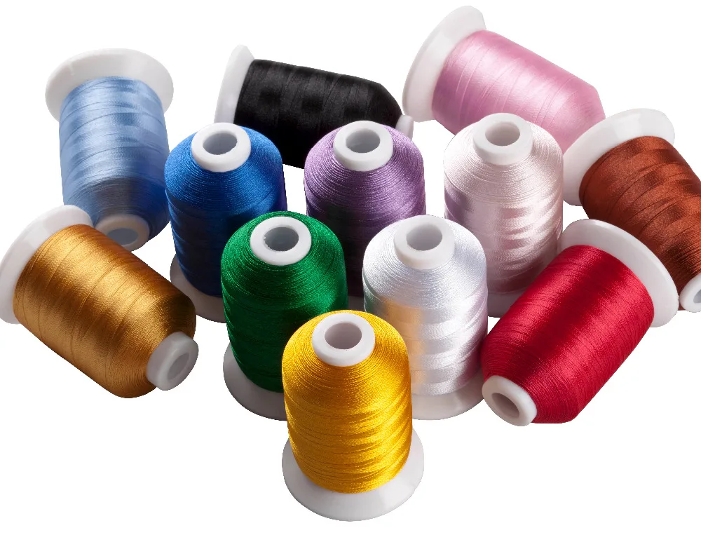 Simthread 12 Basic Colors/Kit Polyester Embroidery Thread for Brother / Babylock / Janome / Singer / Pfaff Embroidery Machine